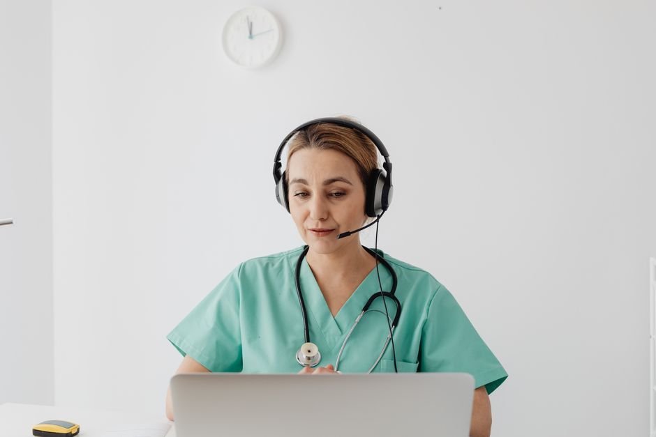 Patient on a telehealth video call checking provider licensing across state lines